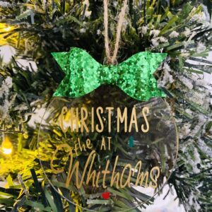 Christmas bauble with glitter bow RTS