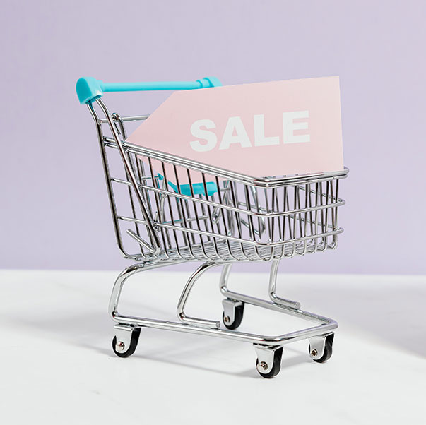 Shopping cart sale image, linking to our sale section