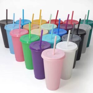 24oz cold cup with lid and straw